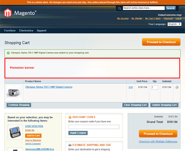 Banner on Magento's Shopping Cart Page